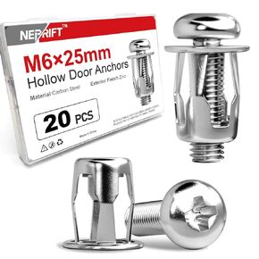 20 قطعة مرساة باب مجوفة M6 × 25 مم، مسامير مولي معدنية مع براغي للجدران الجافة 1/2 بوصة، اللوح الجصي والألواح الرقيقة in Kuwait