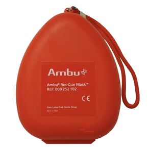 Ambu A/S Res-Cue CPR Resuscitation Mask Kit with O2 Inlet One-Way Valve Filter Head Strap Gloves Wipe Adult Child Emergency Barrier Breathing Protection Hard Case Storage in Kuwait