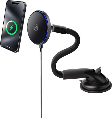 MAG Switch QI2 Wireless Car Charger Slot Slot Slot ، شاحن سريع 15W مع مفتاح تشغيل/إيقاف مدمج لشحن أكثر ذكاءً ، مغناطيس N52 قوي ، متوافق مع iPhone 12-16 in Kuwait