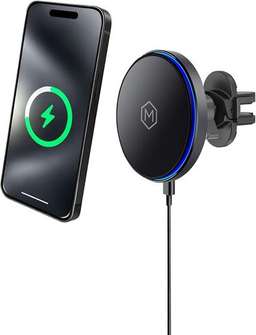 MAG Switch QI2 Wireless Car Charger Slot Slot Slot ، شاحن سريع 15W مع مفتاح تشغيل/إيقاف مدمج لشحن أكثر ذكاءً ، مغناطيس N52 قوي ، متوافق مع iPhone 12-16 in Kuwait