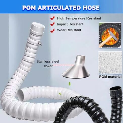 Stainless Steel Fume Hood,Flexible Duct Collector Arm with Stainless Steel Hood for Fume Extractor - Articulated Hose for ID 11cm, 16cm, 20cm (4.3in, 6.3in, 7.9in) - Perfect for Factory and in Kuwait