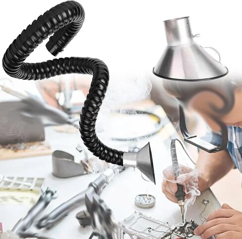 Stainless Steel Fume Hood,360° Rotatable Industrial Fume Extractor Hose with Stainless Steel Hood, Heat-Resistant Smoke Extraction Tube for Factory/Assembly Line, 2m (6.6ft) x 200mm (7.9in) in Kuwait