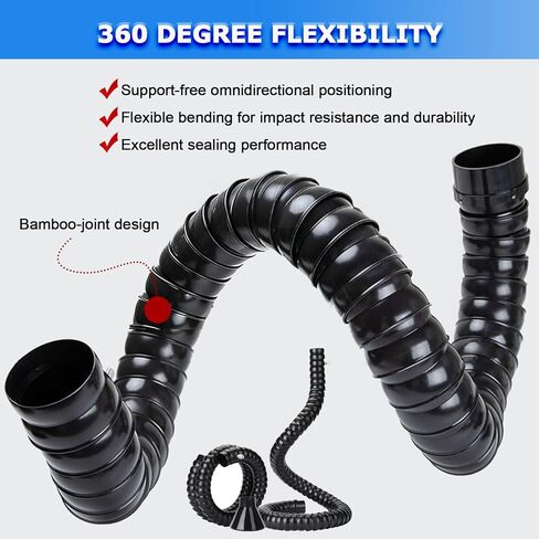 Stainless Steel Fume Hood,Stainless Steel Flexible Duct Collector Arm, Articulated Fume Extractor Hose for HVAC & Factory Shops, Compatible with ID11cm/ID16cm/ID20cm, 1.5m Length in Kuwait