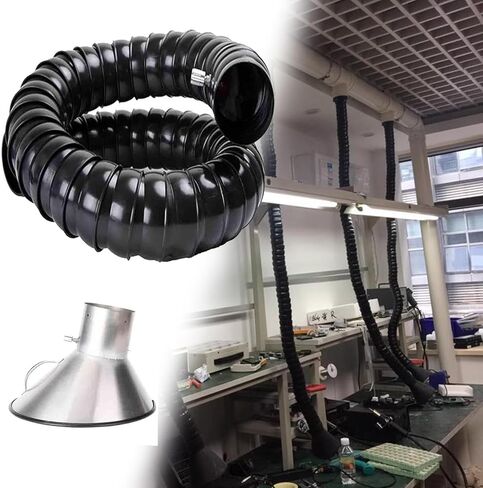 Stainless Steel Fume Hood,360° Rotatable Smoke Extractor Tube with Stainless Steel Hood, Customizable Size (1m/3.3ft, 45mm/1.8inch), Ideal for Woodworking Dust Extraction System in Kuwait