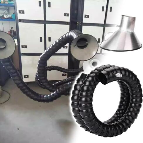 Stainless Steel Fume Hood,Industrial Dust Collection Arm, Adjustable Articulated Hose for Lab/Maintenance/Assembly, 6m/9.8ft Length, 200mm/7.9in Diameter, with Stainless Steel Hood & Valve in Kuwait