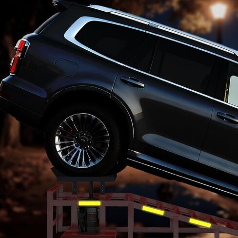 قطعتان من منحدر السيارة الهيدروليكي، منحدر سيارة شديد التحمل 5T/11000 رطل، منحدر تغيير الزيت الهيدروليكي مع شريط عاكس مدمج عالي الوضوح، ارتفاع رفع قابل للتعديل من 9.8-15 بوصة منحدر سيارة المرآب، أحمر in Kuwait