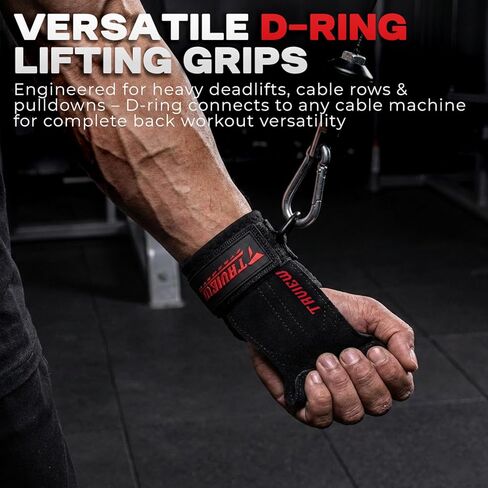 Wrist Straps for Weightlifting With D Ring,Double Layer Leather Wrist Strap For Deadlift And Powerlifting, Adjustable Neoprene Padded Gym Workout Lifting Hooks in Kuwait