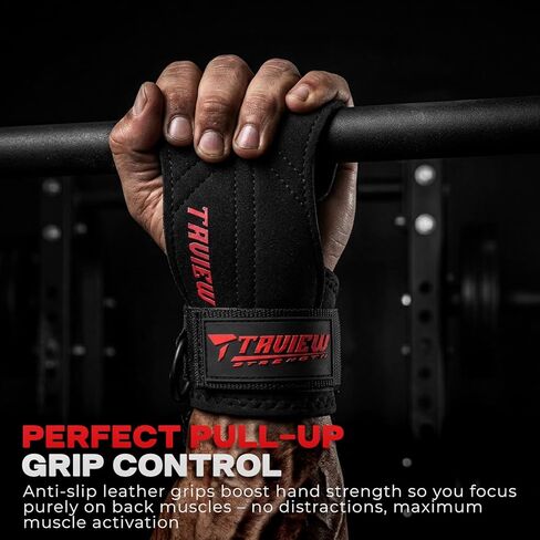 Wrist Straps for Weightlifting With D Ring,Double Layer Leather Wrist Strap For Deadlift And Powerlifting, Adjustable Neoprene Padded Gym Workout Lifting Hooks in Kuwait