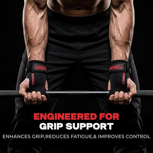 Wrist Straps for Weightlifting With D Ring,Double Layer Leather Wrist Strap For Deadlift And Powerlifting, Adjustable Neoprene Padded Gym Workout Lifting Hooks in Kuwait