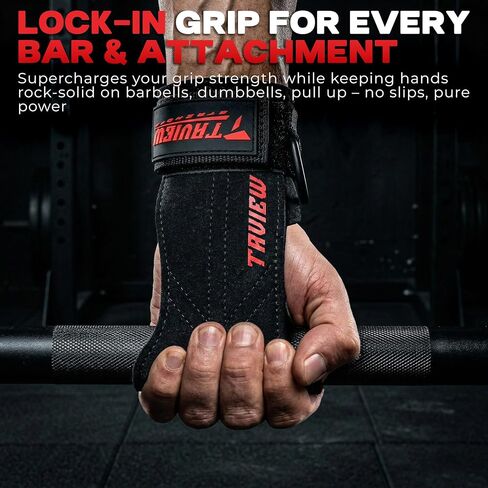 Wrist Straps for Weightlifting With D Ring,Double Layer Leather Wrist Strap For Deadlift And Powerlifting, Adjustable Neoprene Padded Gym Workout Lifting Hooks in Kuwait