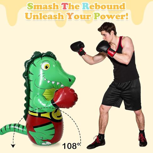 كيس ملاكمة على شكل ديناصور قابل للنفخ، كيس ملاكمة قابل للنفخ مقاس 47 بوصة، ديناصور ملاكمة قابل للنفخ، حقيبة ملاكمة دينو للظهر in Kuwait