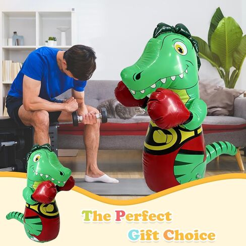 كيس ملاكمة على شكل ديناصور قابل للنفخ، كيس ملاكمة قابل للنفخ مقاس 47 بوصة، ديناصور ملاكمة قابل للنفخ، حقيبة ملاكمة دينو للظهر in Kuwait