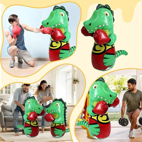 كيس ملاكمة على شكل ديناصور قابل للنفخ، كيس ملاكمة قابل للنفخ مقاس 47 بوصة، ديناصور ملاكمة قابل للنفخ، حقيبة ملاكمة دينو للظهر in Kuwait