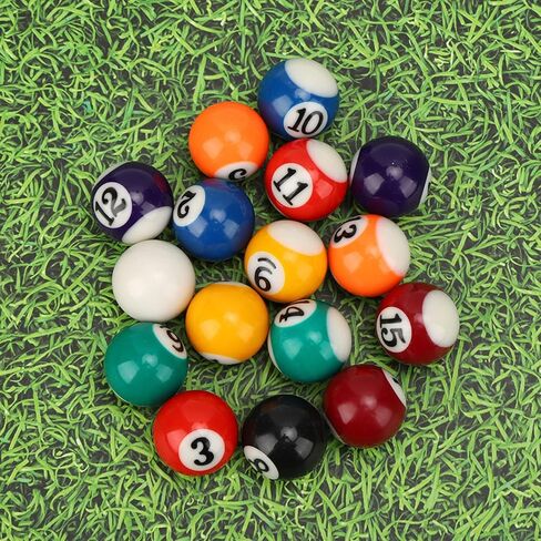 16PCS Mini Billiard Balls Set, 2.5cm/0.98inch Mini Pool Ball Set, Pool Table Balls Accesssory for Game Rooms, Bars, Sports Recreation Games and Recreational Sports in Kuwait