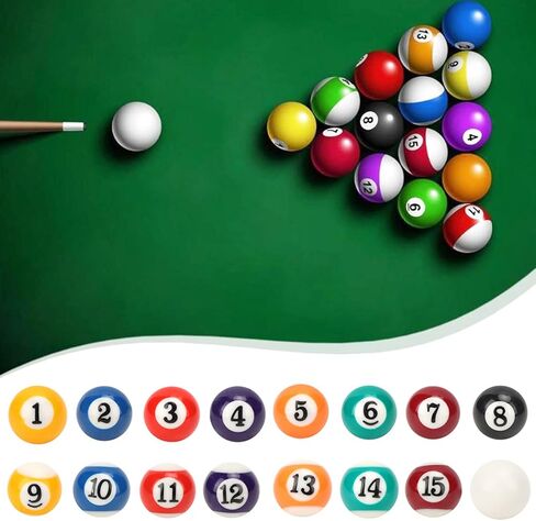 16PCS Mini Billiard Balls Set, 2.5cm/0.98inch Mini Pool Ball Set, Pool Table Balls Accesssory for Game Rooms, Bars, Sports Recreation Games and Recreational Sports in Kuwait