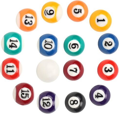 16PCS Mini Billiard Balls Set, 2.5cm/0.98inch Mini Pool Ball Set, Pool Table Balls Accesssory for Game Rooms, Bars, Sports Recreation Games and Recreational Sports in Kuwait