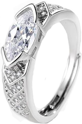 Mifynn العلاج اللمفاوي Titanium Ion Moissanite خاتم الماس - حلقة التخلص من السموم للسيدات مع الزركونيا المكعبة المفتوحة وعلم المغناطيسية كريستال in Saudi Arabia