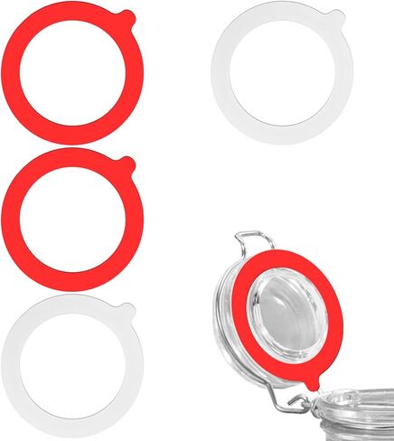 4 Pack Rubber Seals for Glass Jars, 3.75" Airtight Silicone Jar Gaskets, Leakproof Rubber Gasket Replacement Canning Silicone Fitting Seals for Canning Mason Jars Lids Glass Clip Top Jar in Saudi Arabia