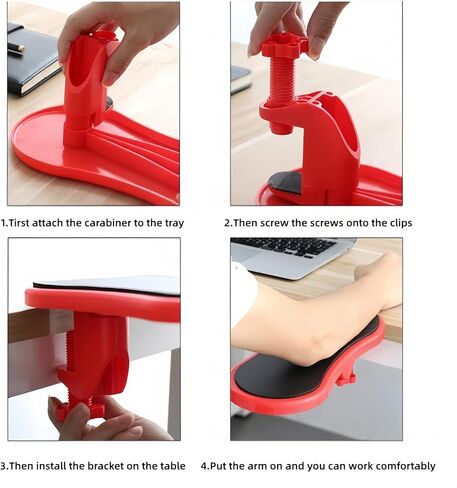 Ergonomic Arm Rest for Desk, Ideal for Office and Home Workstations, Comfortable Elbow Rest for Computer Desk (Red) in Kuwait