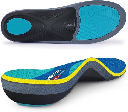 WalkHero Work Insoles for Standing All Day, Flat Feet Shoe Inserts with Shock Absorption and Cushioning, 220+lbs Pain Relief Orthotics Inserts (Mens 13-13.5, Cyan) in Kuwait