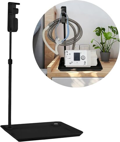 CPAP Hose Holder for Bed - (Wall-Damage-Free) Black CPAP Machine Protective Tray with Adjustable Height Hook for Hanging Mask & Accessories to Keep Bedside Tidy in Kuwait