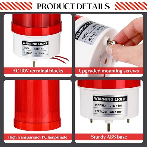 6 حزمة صناعية LED دوارة ستروب 110 فولت تحذير ضوء أحمر ستروب الطوارئ وامض إشارة صامتة ضوء صفارة الإنذار البصرية للمصنع والمستودع وموقع العمل وورشة العمل in Kuwait