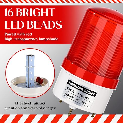 6 حزمة صناعية LED دوارة ستروب 110 فولت تحذير ضوء أحمر ستروب الطوارئ وامض إشارة صامتة ضوء صفارة الإنذار البصرية للمصنع والمستودع وموقع العمل وورشة العمل in Kuwait