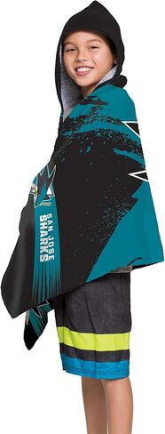 Northwest San Jose Sharks NHL Cross Out Youth Hooded Micro Fiber Towel 22 x 51 Inches in Saudi Arabia