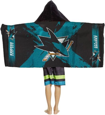 Northwest San Jose Sharks NHL Cross Out Youth Hooded Micro Fiber Towel 22 x 51 Inches in Saudi Arabia