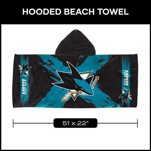 Northwest San Jose Sharks NHL Cross Out Youth Hooded Micro Fiber Towel 22 x 51 Inches in Saudi Arabia