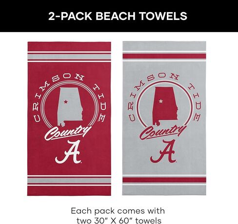Northwest Alabama Crimson Tide NCAA Homebreak Beach Towel 2 Pack 30 x 60 Inches in Saudi Arabia