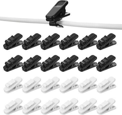 24 PCS Clips for Earphone Wire, 1 Inch Length Earphone Wire Clip Small Headphone Clips Lapel Mic Clip Headphone Mount Cable Clothing Clip for Fixing Earphones Microphone Cord (Black White) in Kuwait