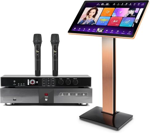 new China Karaoke Machine KV-V5 MAX Karaoke Player, with Wireless Microphone, 22-inch capacitive Touch Screen, Free Cloud Download Function (Professional 4T Black Touch Screen) in Saudi Arabia