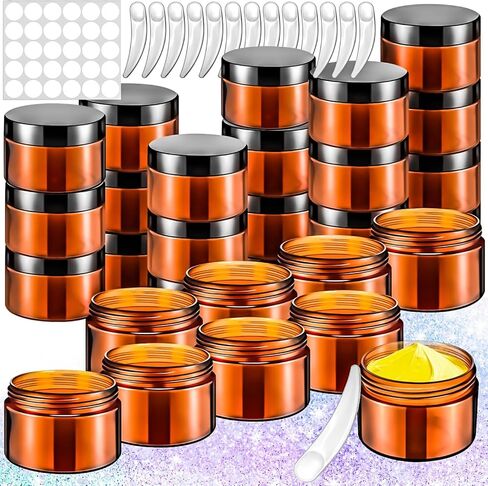 Motbach 20 Pack 1oz عبوات بلاستيكية ، حاويات حاوية بحجم 30 مل مع أغطية ، و 30 جرام سفر حاوية مستحضرات تجميل صغيرة لاستلواح حملة الماكياج التجميلي in Saudi Arabia