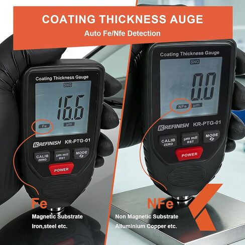 Paint Thickness Gauge Automotive Paint Mil Digital Coating Thickness Meter, Auto Fe/NFe Detection, Auto Calibration, 0.001mils /0.1um Resolution for Used Car Buyers & Auto Body Shops in Saudi Arabia