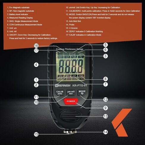 Paint Thickness Gauge Automotive Paint Mil Digital Coating Thickness Meter, Auto Fe/NFe Detection, Auto Calibration, 0.001mils /0.1um Resolution for Used Car Buyers & Auto Body Shops in Kuwait