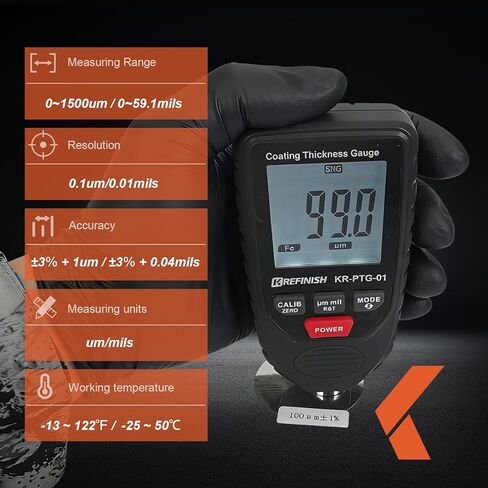 Paint Thickness Gauge Automotive Paint Mil Digital Coating Thickness Meter, Auto Fe/NFe Detection, Auto Calibration, 0.001mils /0.1um Resolution for Used Car Buyers & Auto Body Shops in Kuwait