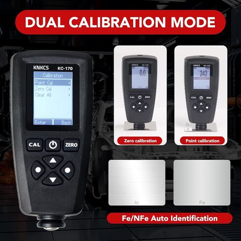 مقياس عمق الطلاء - مقياس الطلاء للحديد والصلب والألومنيوم مع مقياس سمك الطلاء 0 ~ 2000 ميكرومتر مع التعرف التلقائي على الركيزة، دقة 0.1 ميكرومتر، نقل بيانات USB، إضاءة خلفية للتنبيه الأحمر in Kuwait