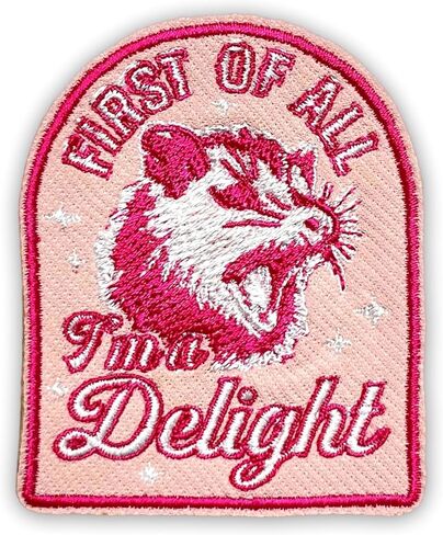 Opossum First of All I'm a Delight Patch 3 Inches Sarcastic Angry Opossum Lover Mental Health Iron On/Sew On Embroidery Fabric Applique Patches for Trucker Hats Clothes Backpack DIY Accessories in Kuwait
