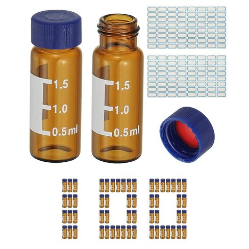 باتيكل 2 مل قارورة عينات تلقائية، 100 قطعة HPLC/GC قارورة 9-425 قارورة مختبر شفافة عينة قارورة غطاء برغي صلب رقعة كتابة PTFE وحاجز سيليكون مع ملصقات لختم LC in Saudi Arabia