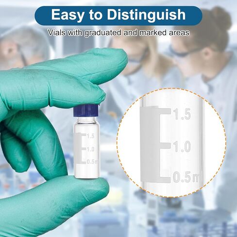 باتيكل 2 مل قارورة عينات تلقائية، 100 قطعة HPLC/GC قارورة 9-425 قارورة مختبر شفافة عينة قارورة غطاء برغي صلب رقعة كتابة PTFE وحاجز سيليكون مع ملصقات لختم LC in Saudi Arabia