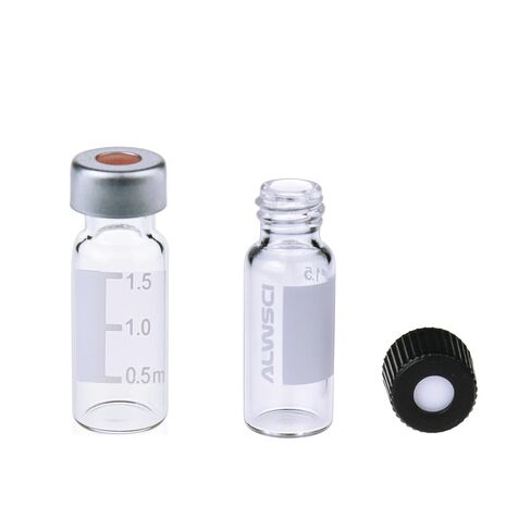 قارورة ALWSCI 2ML لأخذ العينات التلقائية، قارورة شفافة مجعدة للرقبة ND11 وقارورة HPLC بحجم 2 مل 8 مم in Saudi Arabia