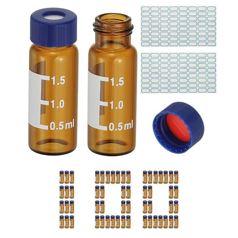 قارورة باتيكل 2 مل لأخذ العينات التلقائية، 100 قطعة من قوارير HPLC/GC مشقوقة مسبقًا 9-425 قارورة كهرمانية مختبرية عينة قارورة بغطاء برغي رقعة كتابة PTFE والسيليكون مع ملصقات لختم LC in Saudi Arabia