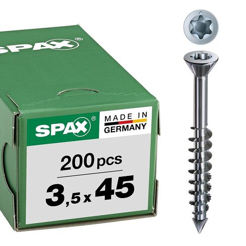 SPAX -M، براغي MDF، 3.5 × 45 مم، عبوة من 200، T-Star Plus، رأس غاطس، رأس طحن صغير، خيط جزئي، طرف مقطوع، WIROX A3J، مجلفن فارغ، 0441010350453 in Saudi Arabia