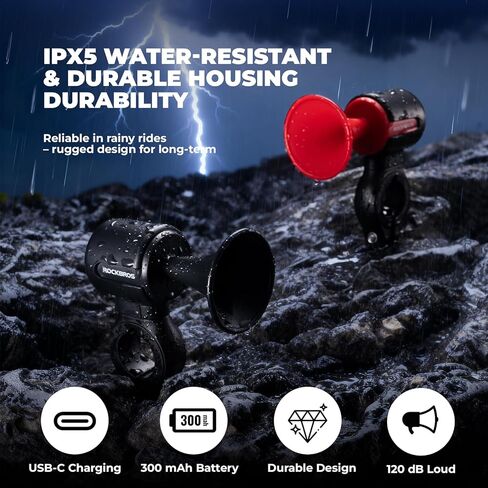 ROCKBROS Electric Bike Horn, Findmy Anti Loss Device, 120dB Bike Horn Alarm,IPX5 Waterproof Bicycle Horns for Mountain/Road/Folding/Electric Bikes in Saudi Arabia