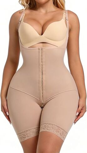 Woahee Fajas colombian for Women Contum Control Full Body Shaper مع ملاءمة قابلة للتعديل مع St zipper Protch Beige SW01 in Kuwait
