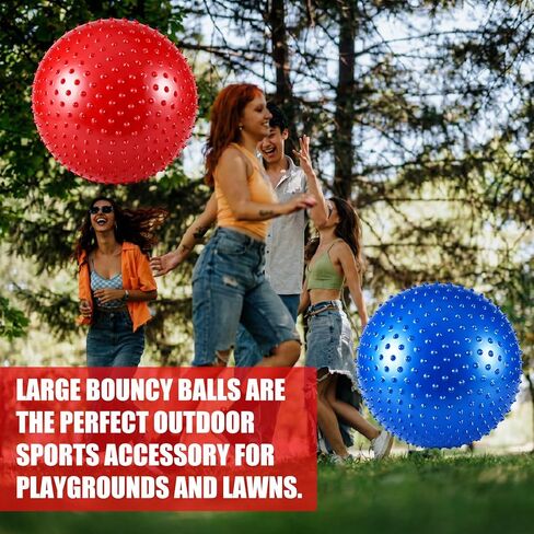 Soulchen 2 Pcs 25 Inch Sensory Exercise Yoga Ball Giant Large Bouncy Spiky Massage Stress Balls with Pump Inflatable Rubber Knobby Kickball for Yoga Sensory Outdoor Beach Play Gym in Saudi Arabia