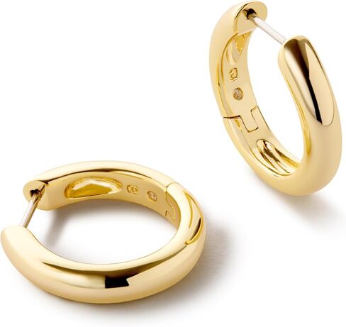 Ana Luisa Giulia Chunky Huggie Hoops - Gold and Silver Bold Huggie Hoops- 14K Gold Plated and Silver Rhodium Plated Hoops, Hypoallergenic, Water-Resistant & Tarnish-Free - Perfect Everyday Hoops in Kuwait