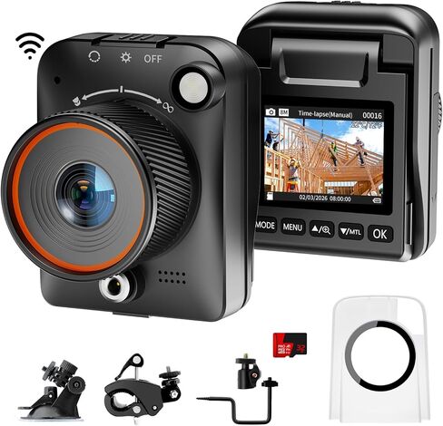 Time Lapse Camera WiFi Construction Outdoor,4k Timelapse Video Camera Captures Plant Growth,City Traffic,Gifts Idea,Nature,Weather Records,110°Angle View,6 Months Battery Life,Include TF Card in Kuwait