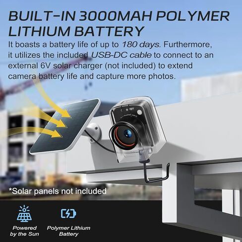 Time Lapse Camera WiFi Construction Outdoor,4k Timelapse Video Camera Captures Plant Growth,City Traffic,Gifts Idea,Nature,Weather Records,110°Angle View,6 Months Battery Life,Include TF Card in Kuwait